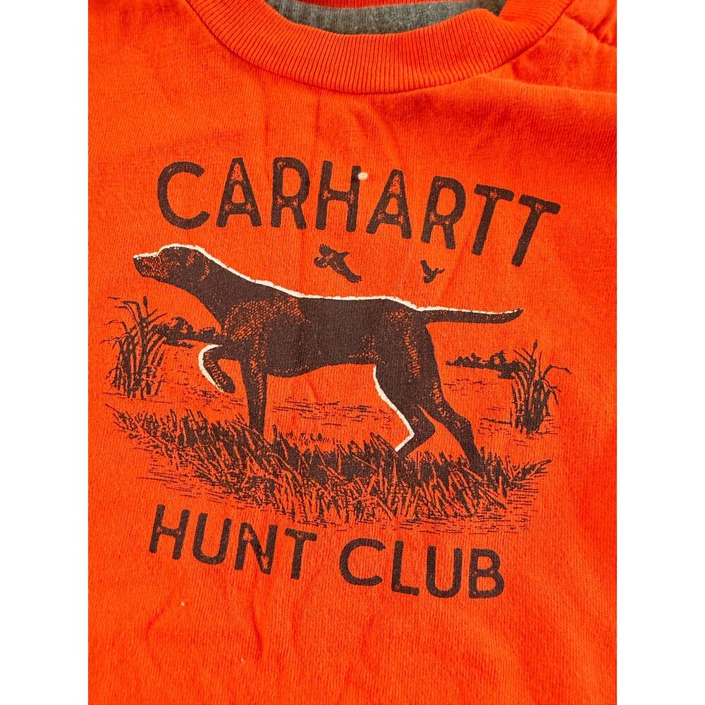 Carhartt Baby Boys Orange Short Sleeve Bodysuit dog hunting 3 months - Picture 3 of 6